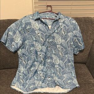 Tommy Bahama Blue Leaf Print Men's Shirt
